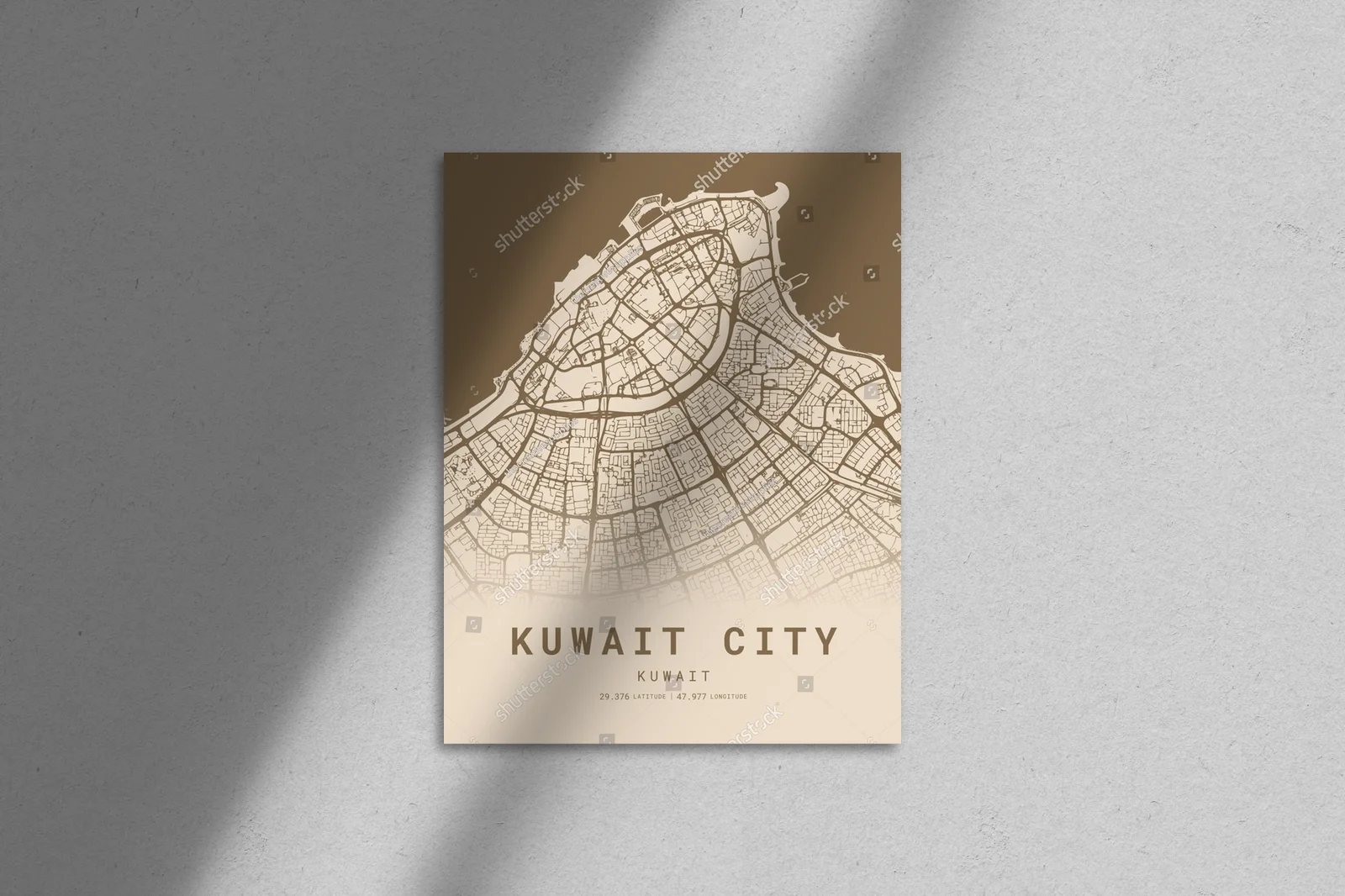 Urokliwe mapy Kuwejt City w stonowanych tonach