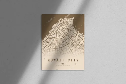Urokliwe mapy Kuwejt City w stonowanych tonach