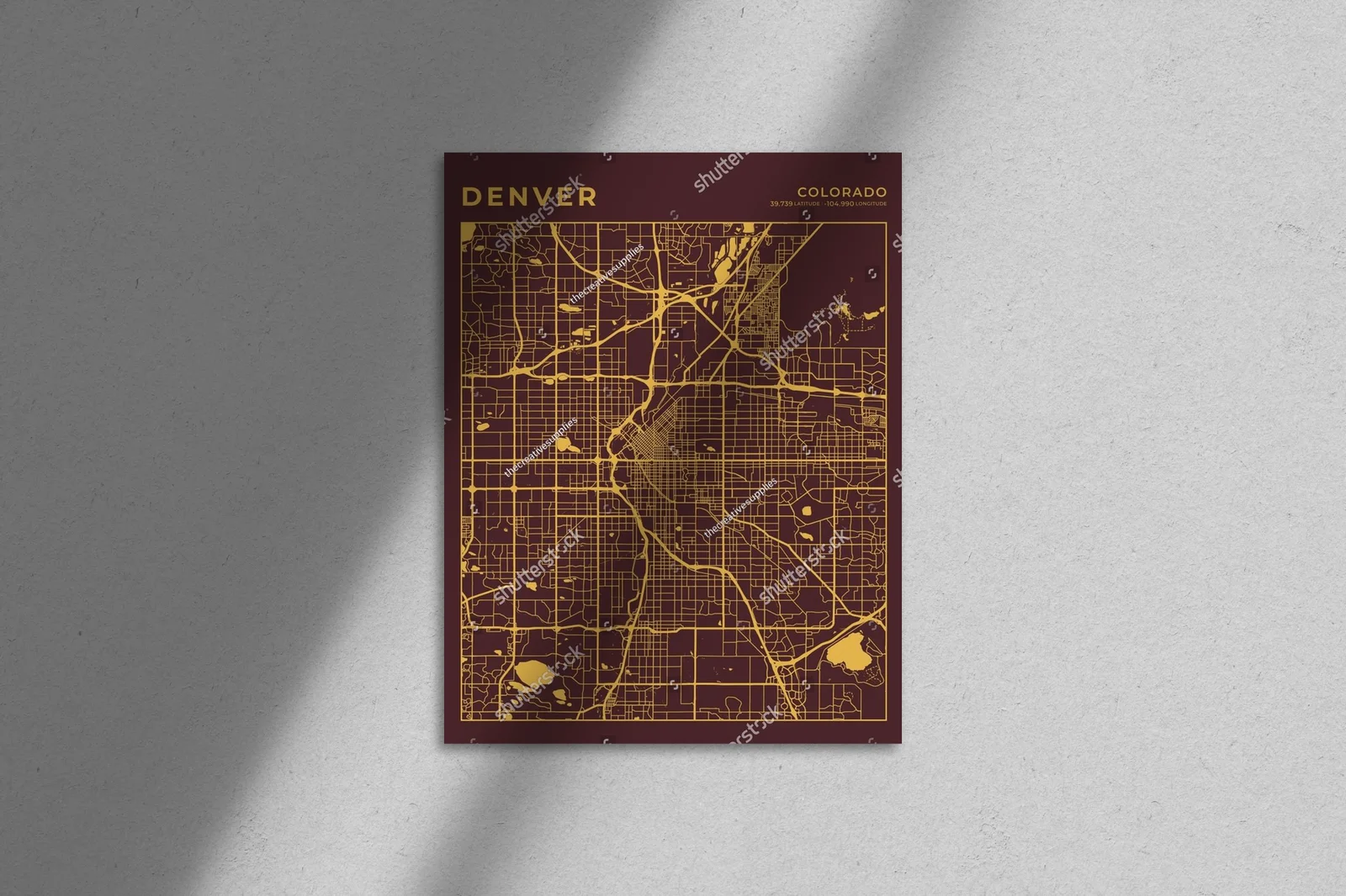 Urokliwa mapa Denver w ciepłych odcieniach brązu