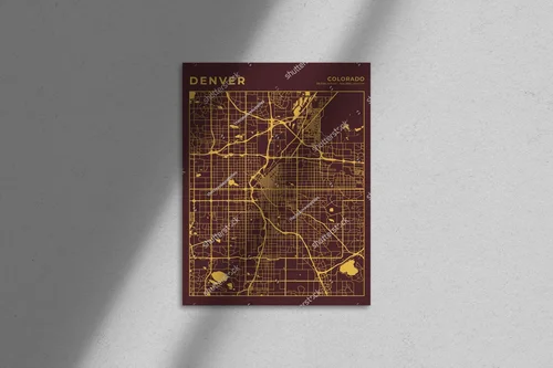 Urokliwa mapa Denver w ciepłych odcieniach brązu