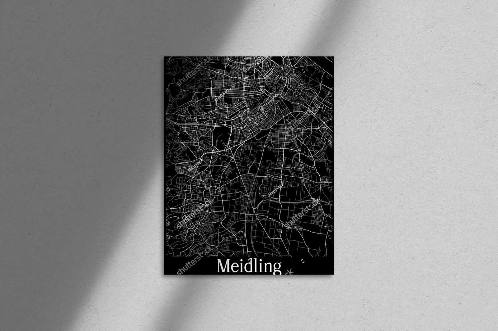 Elegancka mapa Meidlingu w monochromatycznych tonach