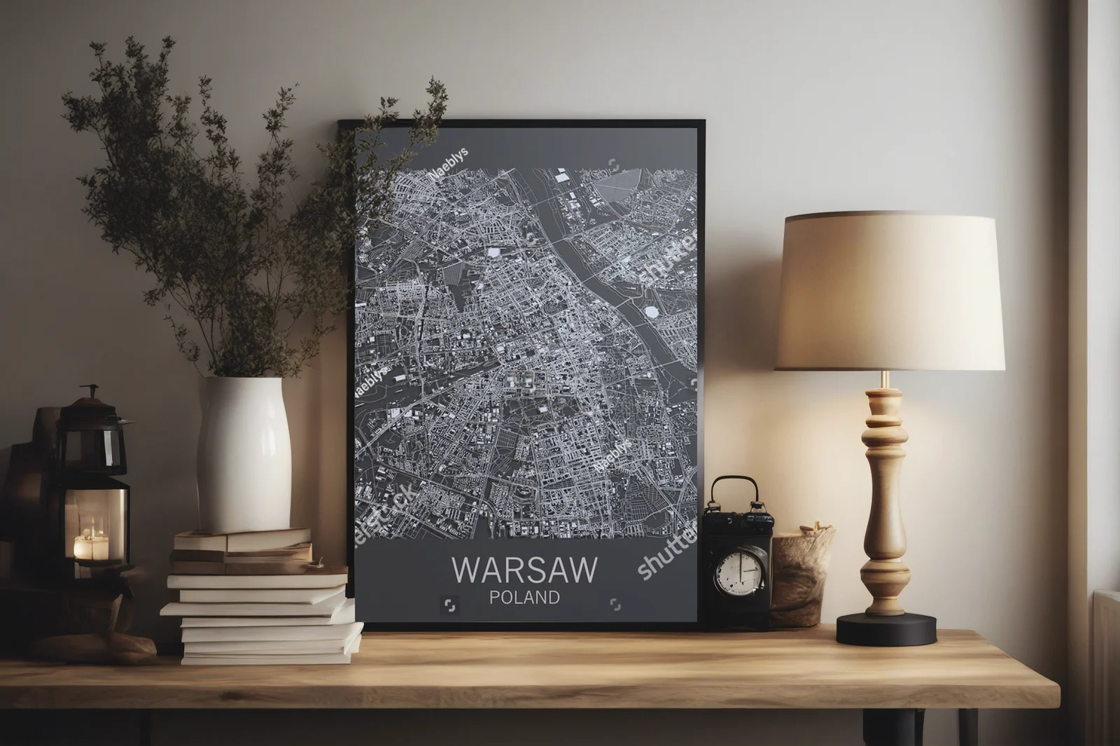 Warszawska mapa w zmysłowych odcieniach szarości