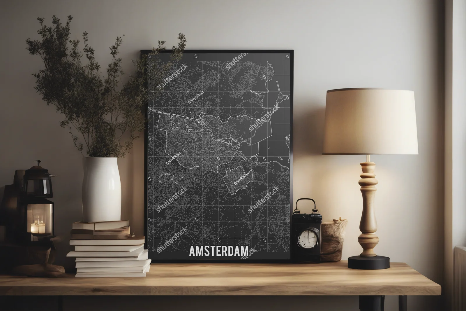 Elegancka mapa Amsterdamu w szarościach
