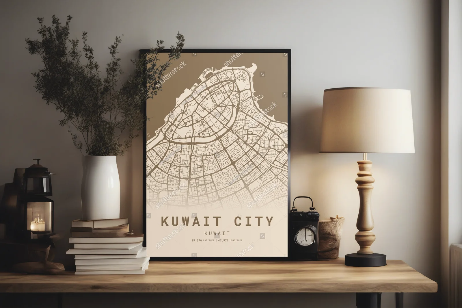 Urokliwe mapy Kuwejt City w stonowanych tonach