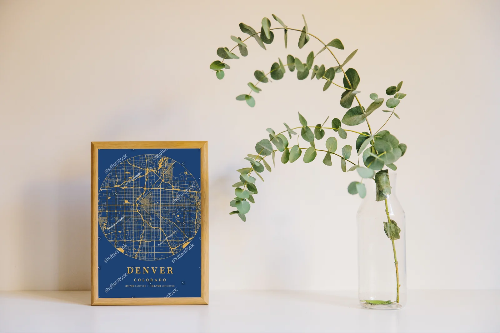 Niezwykła mapa Denver w odcieniach błękitu i żółci