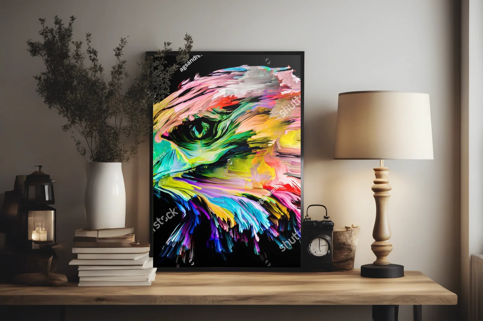 Multikolorowy portret orła w abstrakcyjnym stylu