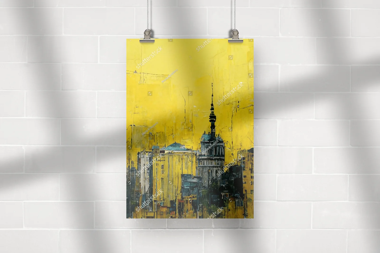 Abstrakcyjna panorama miasta w tonalnej harmonii