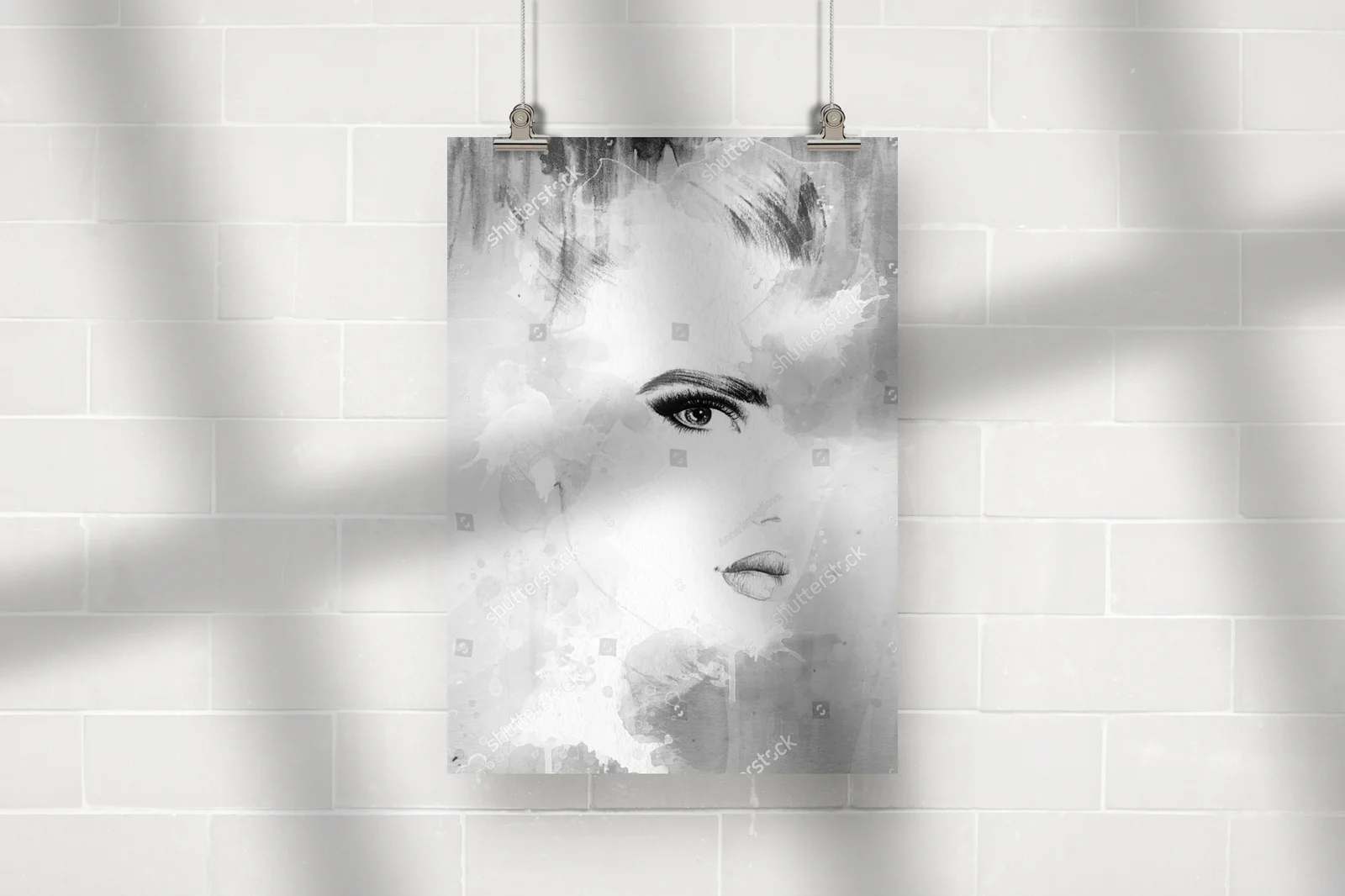 Stylowy portret kobiecy w abstrakcyjnej akwareli