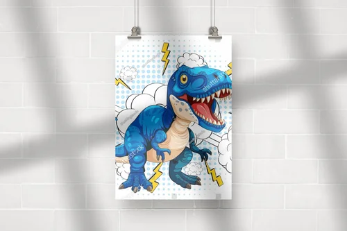 Groźny niebieski dinozaur z elektryzującymi błyskawicami