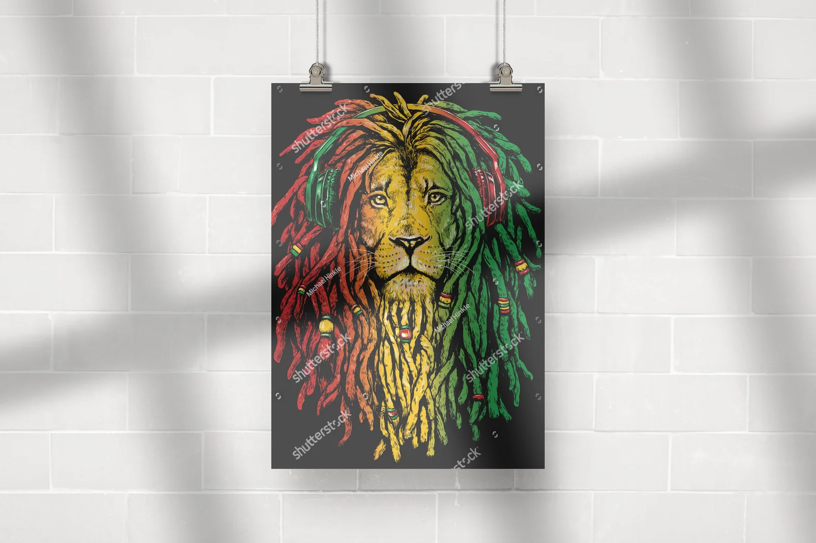 Rastafariański lew na głębokim tle