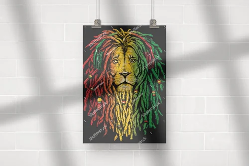 Rastafariański lew na głębokim tle