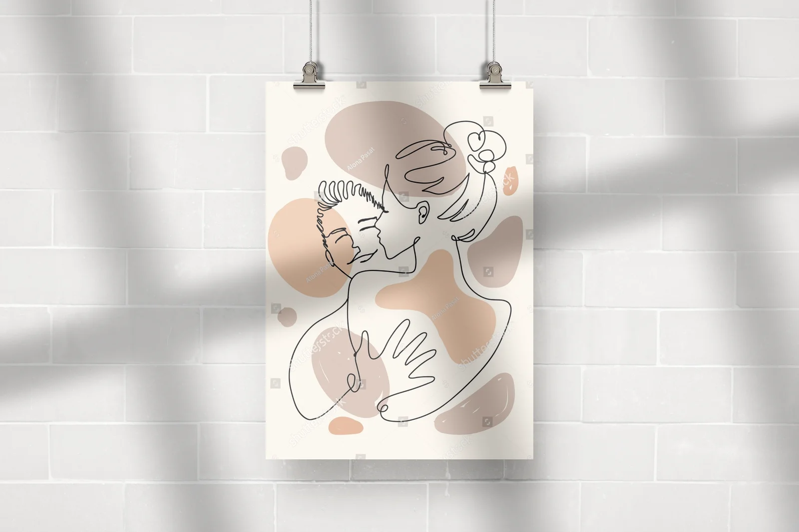 Minimalistyczna ilustracja miłości w pastelowych tonach
