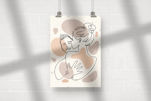 Minimalistyczna ilustracja miłości w pastelowych tonach