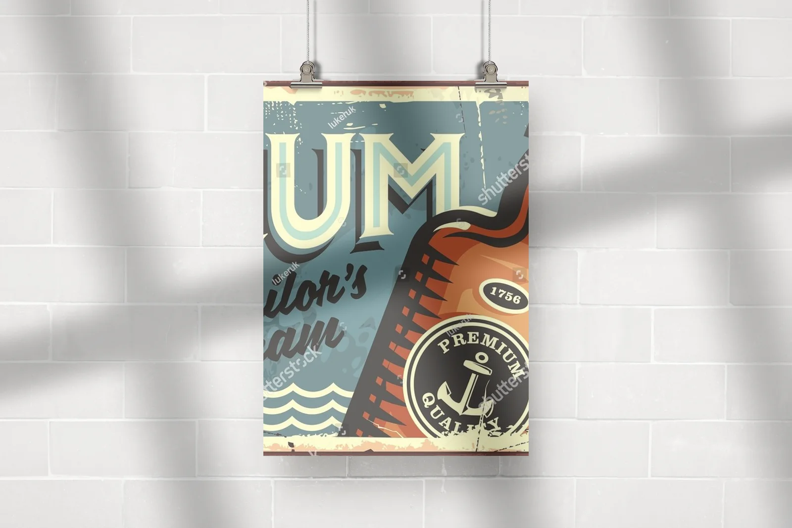 Vintage urok rumu w morskim stylu