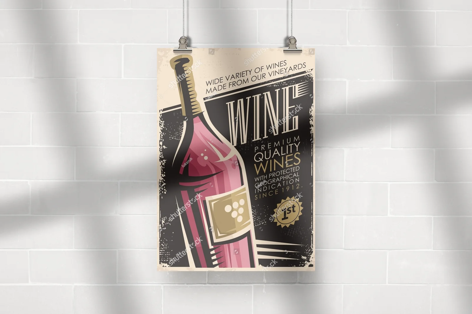 Retro wyjątkowy plakat z winem w klasycznym stylu