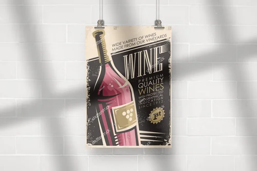 Retro wyjątkowy plakat z winem w klasycznym stylu