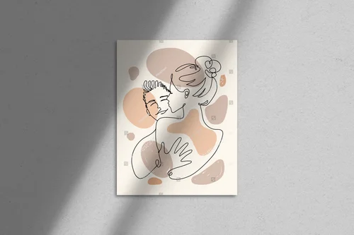 Minimalistyczna ilustracja miłości w pastelowych tonach