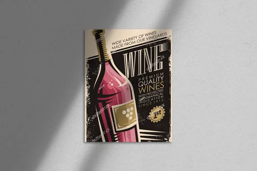 Retro wyjątkowy plakat z winem w klasycznym stylu