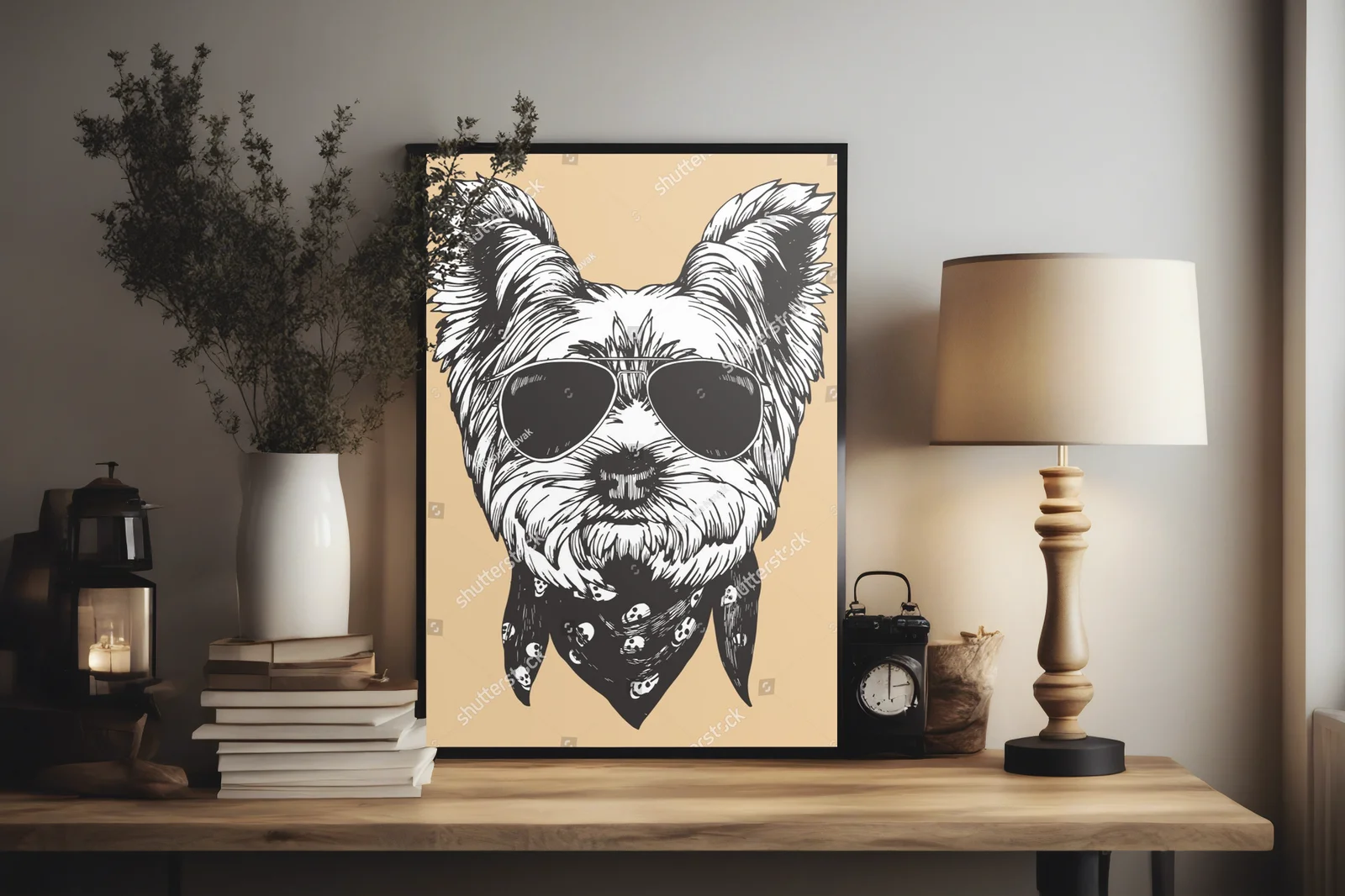 Urokliwy Yorkshire Terrier w trendy stylu