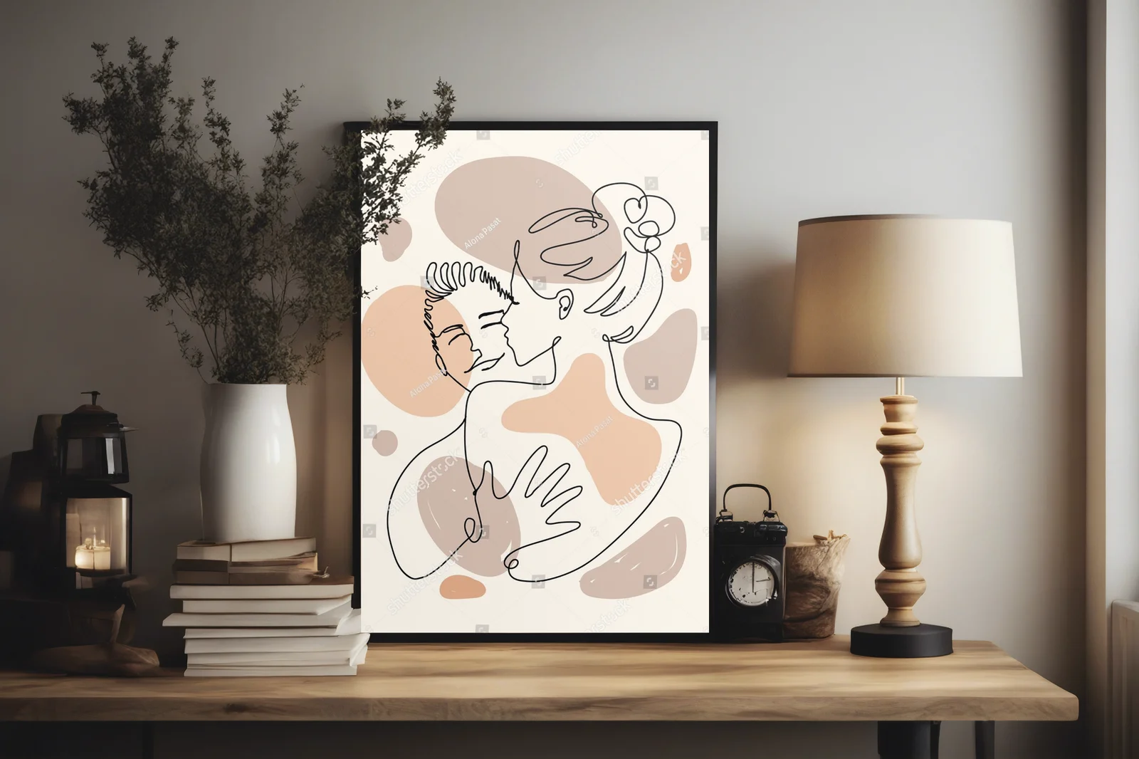 Minimalistyczna ilustracja miłości w pastelowych tonach