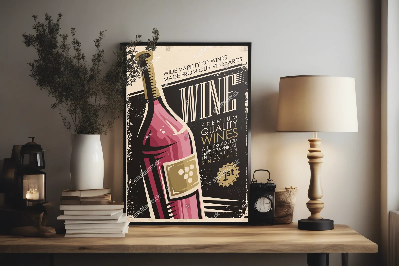 Retro wyjątkowy plakat z winem w klasycznym stylu
