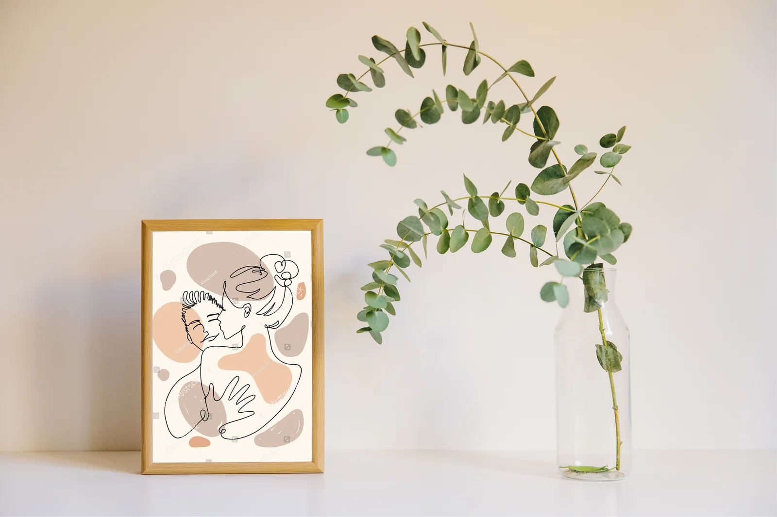 Minimalistyczna ilustracja miłości w pastelowych tonach