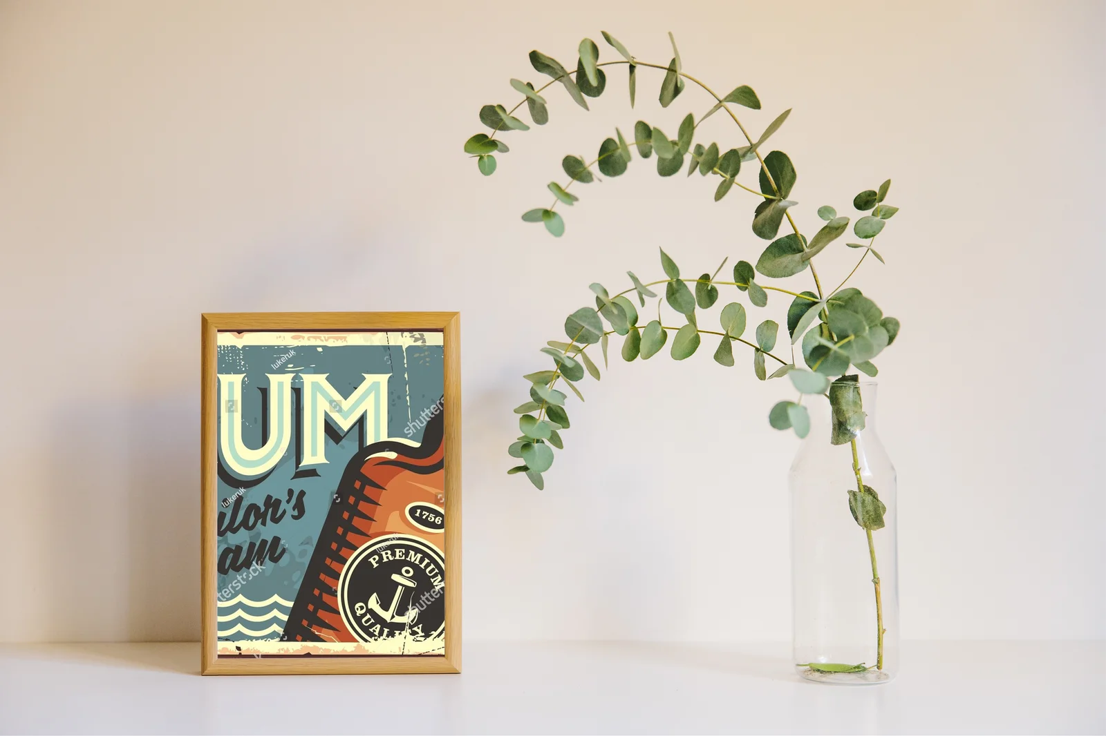Vintage urok rumu w morskim stylu