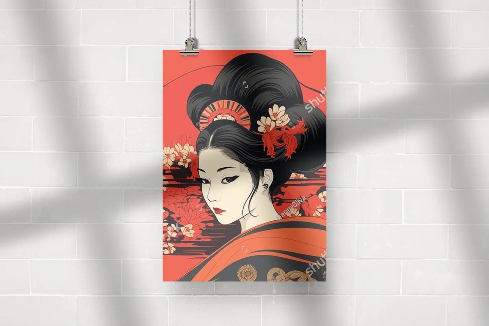 Czerwony blask gejszy: urok Japonii w stylu ukiyo-e