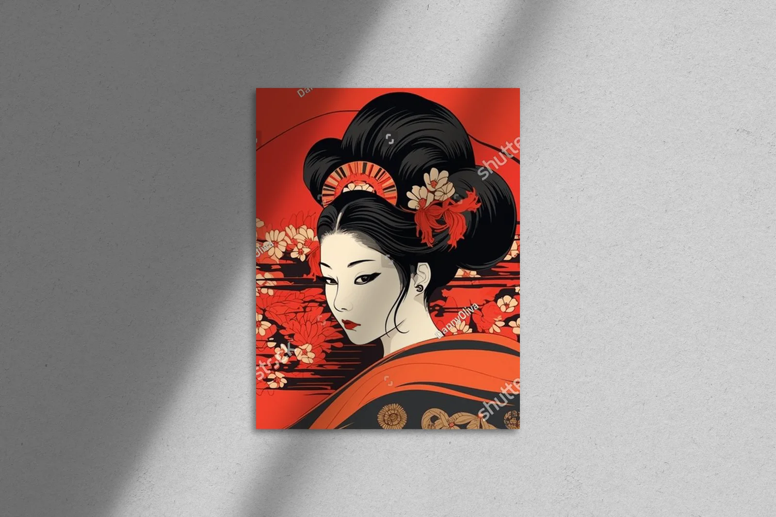 Czerwony blask gejszy: urok Japonii w stylu ukiyo-e
