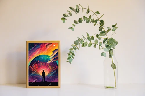 Silhouette mężczyzny na końcu świata