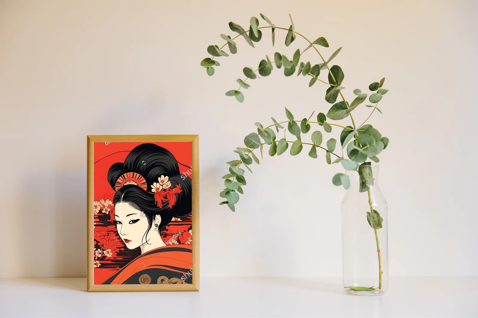 Czerwony blask gejszy: urok Japonii w stylu ukiyo-e