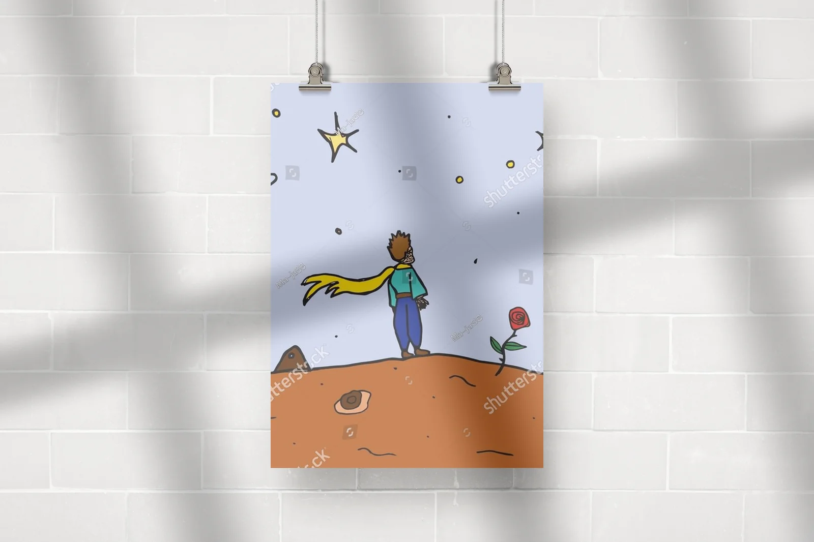 Ilustracja Małego Księcia w pastelowych odcieniach