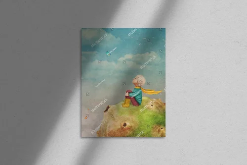 Mały Książę z różą w magicznej atmosferze