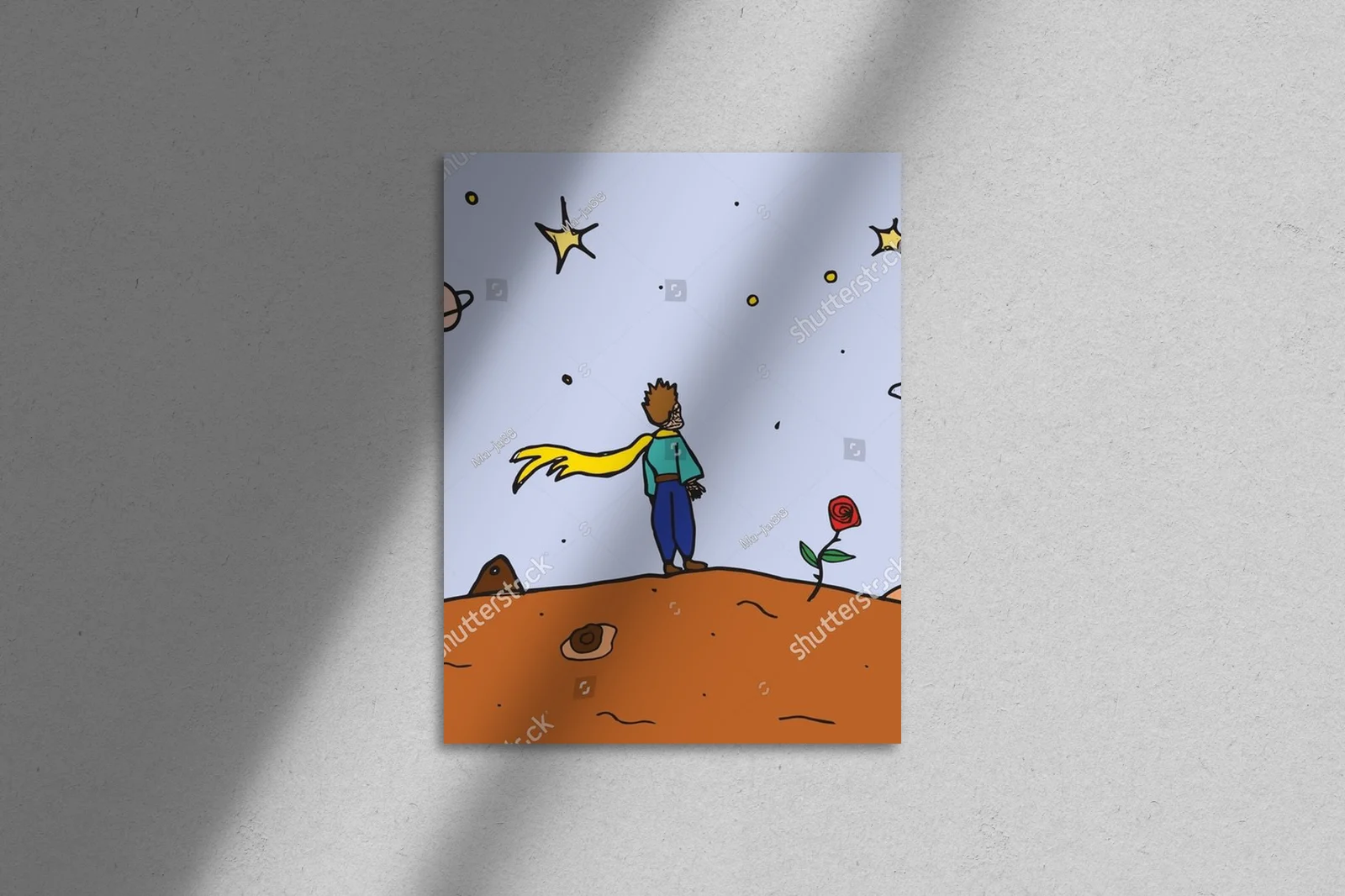 Ilustracja Małego Księcia w pastelowych odcieniach