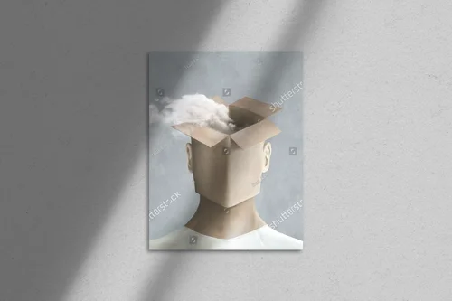 Surrealistyczny mężczyzna na tle marzeń