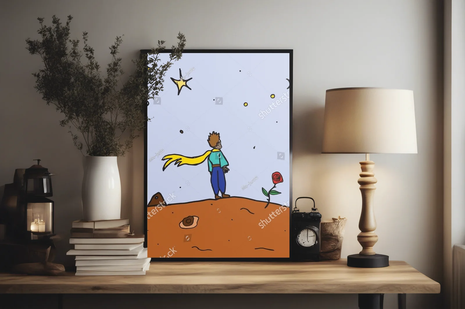 Ilustracja Małego Księcia w pastelowych odcieniach