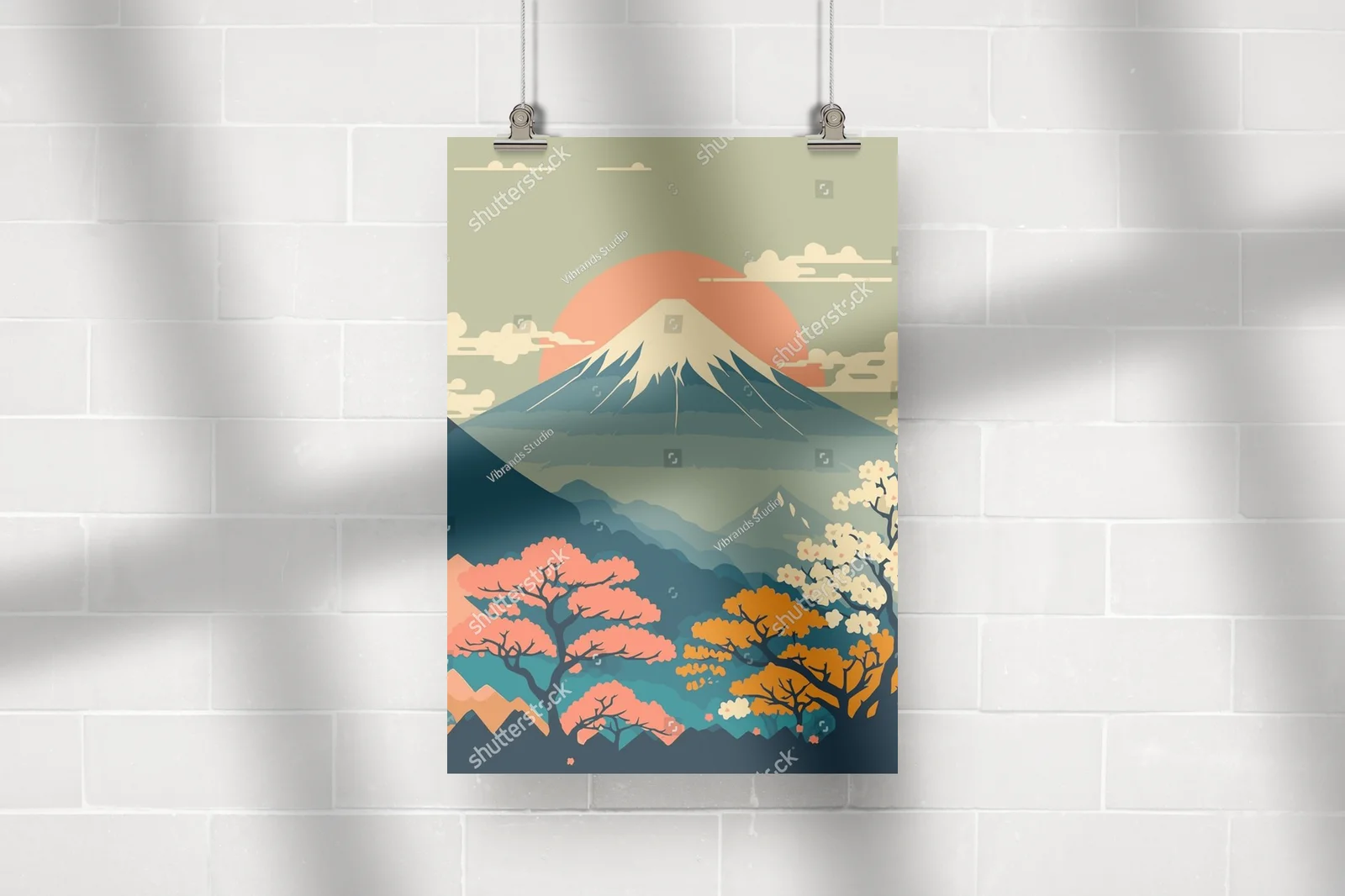 Urokliwe pejzaże gór Japonii w pastelowych odcieniach