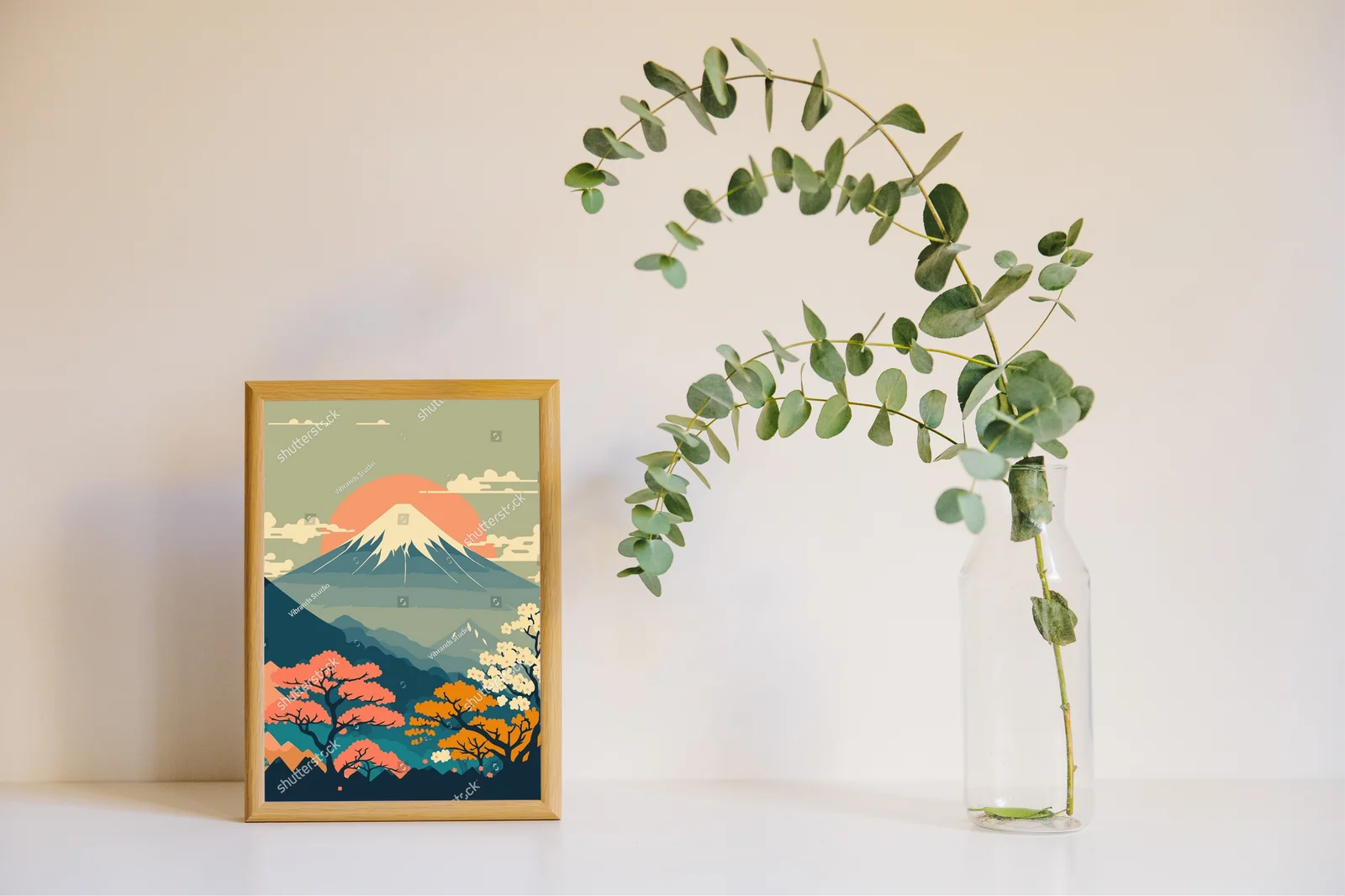Urokliwe pejzaże gór Japonii w pastelowych odcieniach