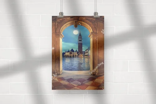 Nocny panorama Piazza San Marco w Wenecji