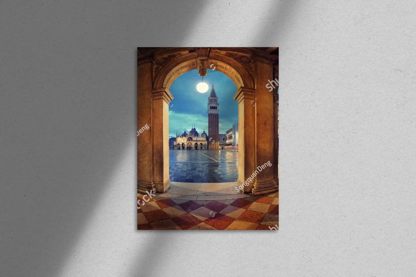 Nocny panorama Piazza San Marco w Wenecji