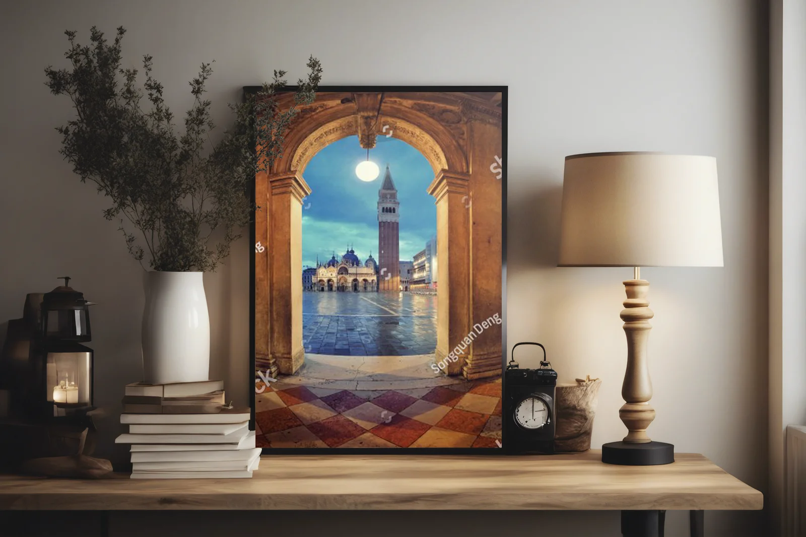 Nocny panorama Piazza San Marco w Wenecji