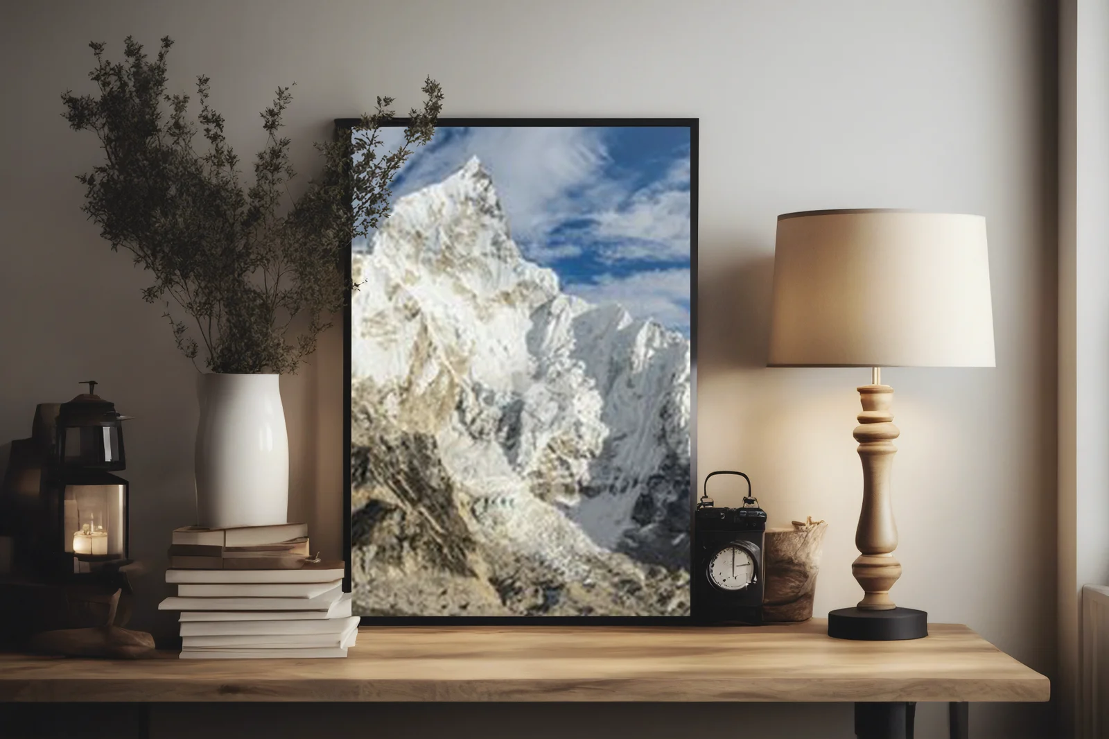 Panoramiczny widok na Everest i Nuptse z Kalar Patthar