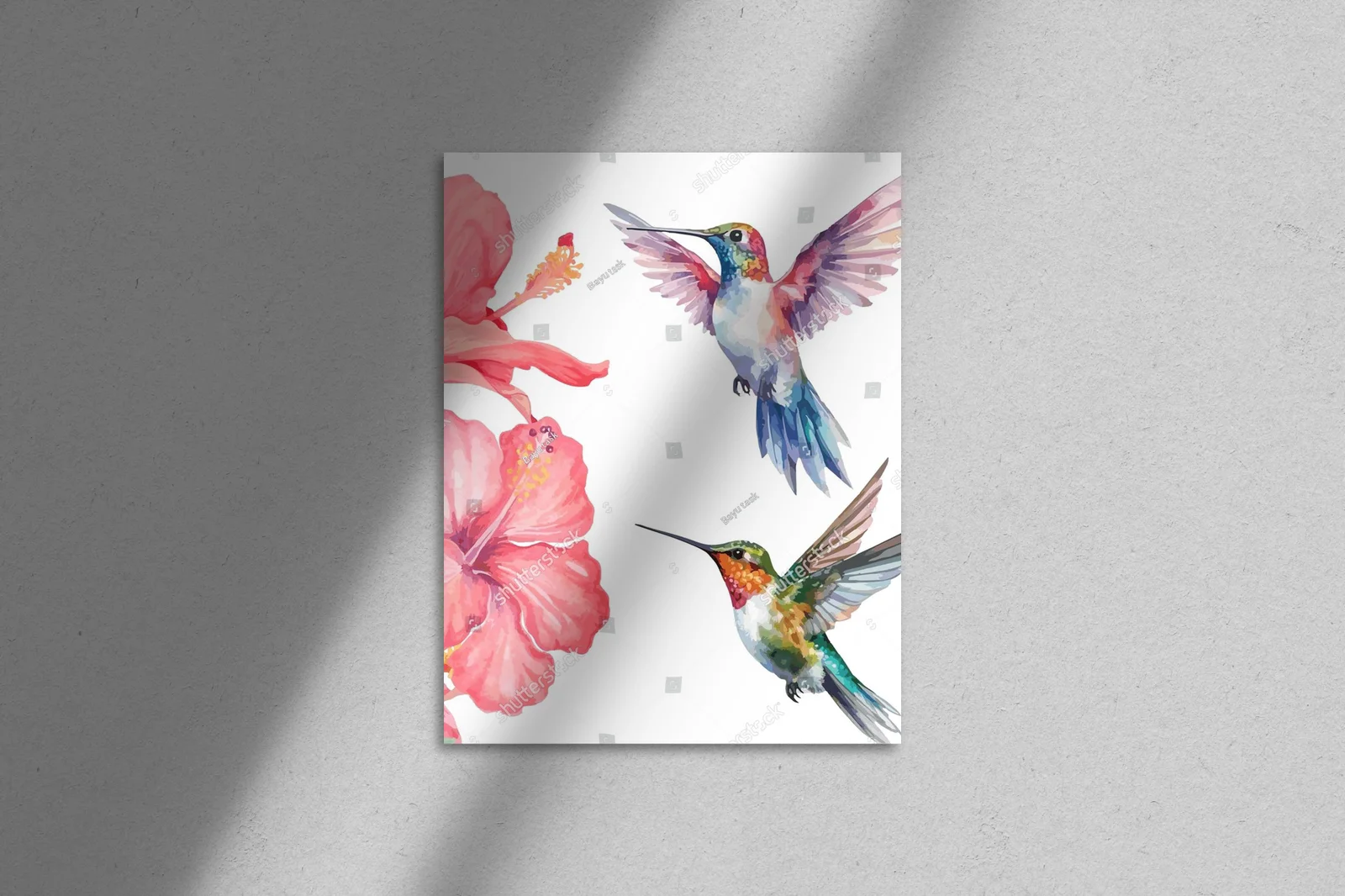 Tropikalna kompozycja z kolibrem i hibiskusem