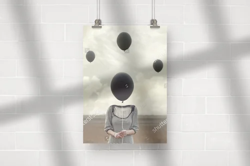Surrealna podróż do świata marzeń z balonami