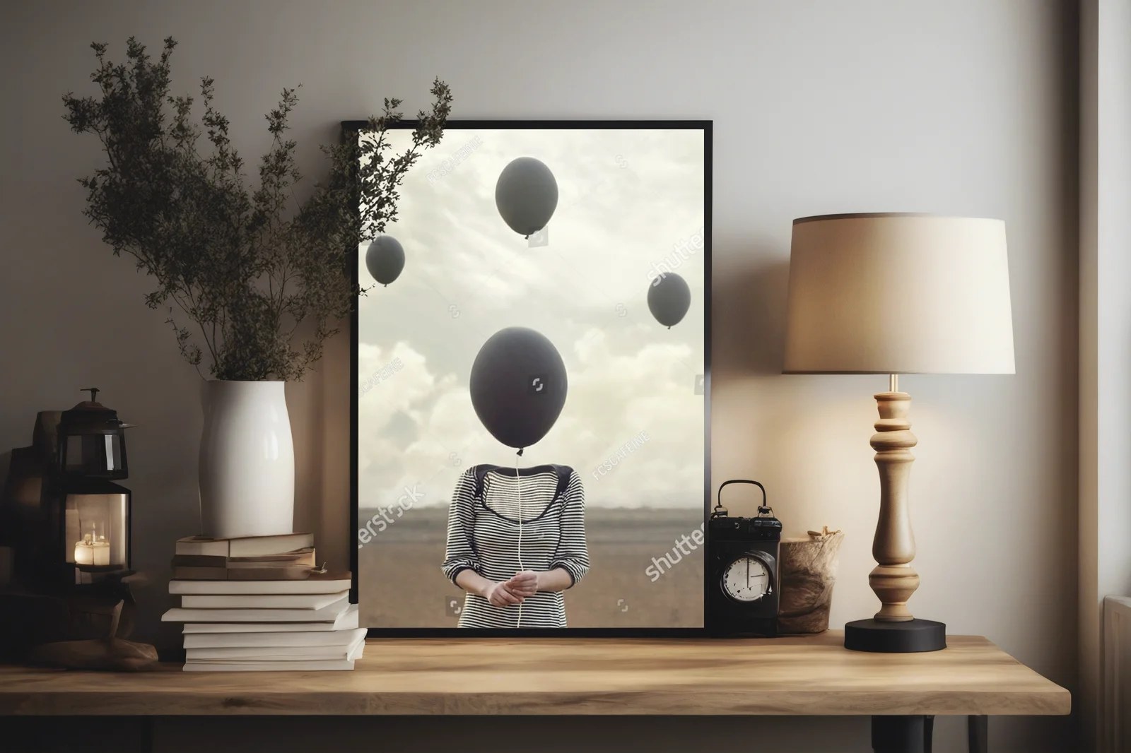 Surrealna podróż do świata marzeń z balonami