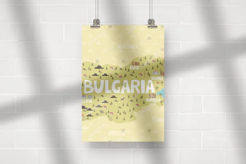 Magiczna mapa Bułgarii w ciepłych odcieniach