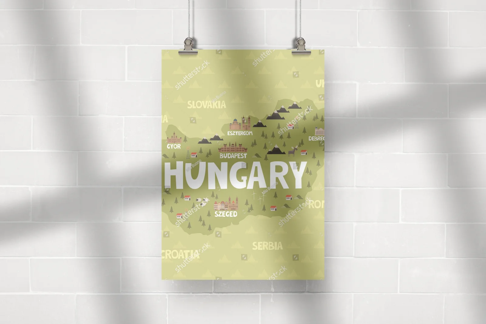 Nowoczesna ilustracja mapy Węgier w stonowanych kolorach
