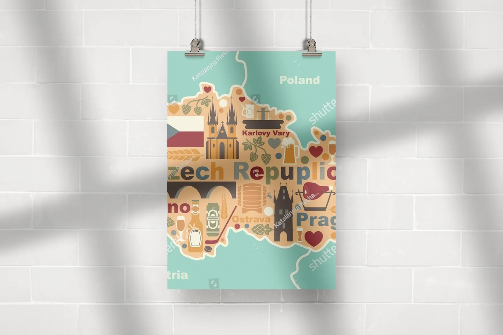 Czeska mapa pełna tradycyjnych symboli
