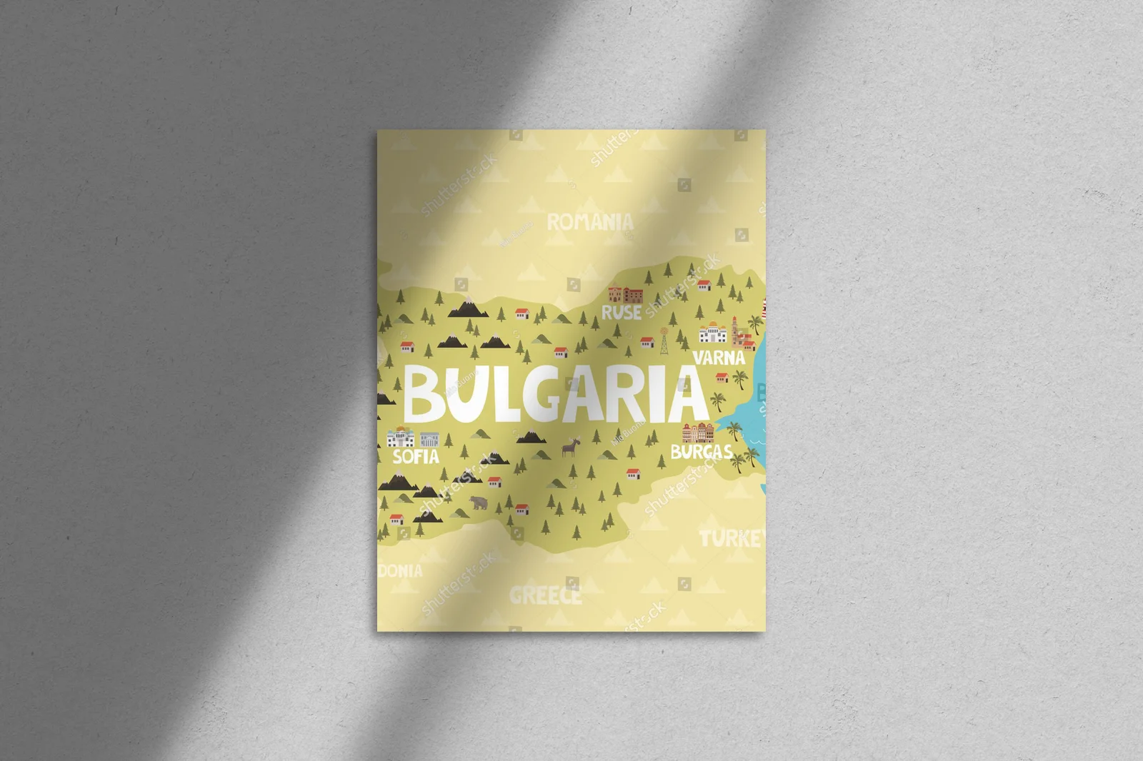 Magiczna mapa Bułgarii w ciepłych odcieniach