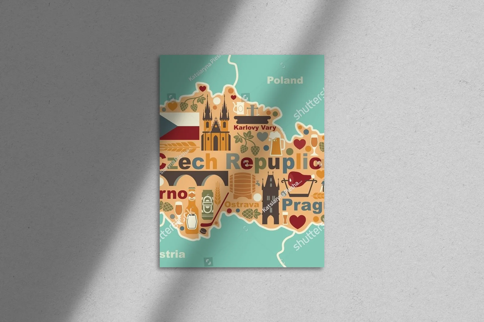 Czeska mapa pełna tradycyjnych symboli